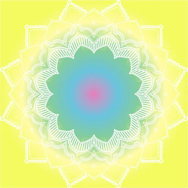 Patrones de mandala sobre fondo amarillo — Vector de stock