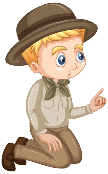 Boy in scout uniform on isolated background — Stock Vector