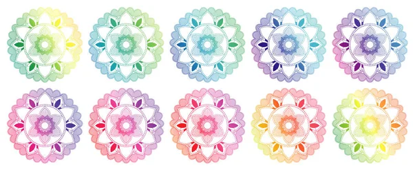 Mandala patterns in rainbow color — ストックベクタ