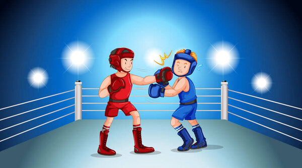 Боксёры дерутся на ринге
