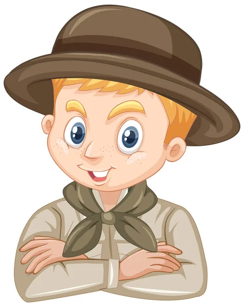 Boy in safari outfit on isolated background — Stock Vector