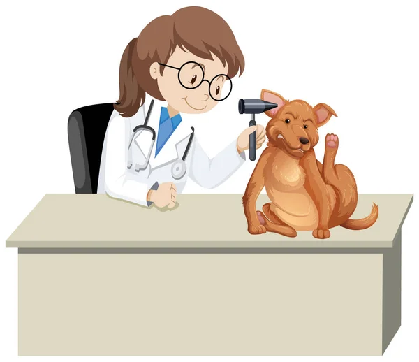 Veterinario con animal enfermo — Vector de stock