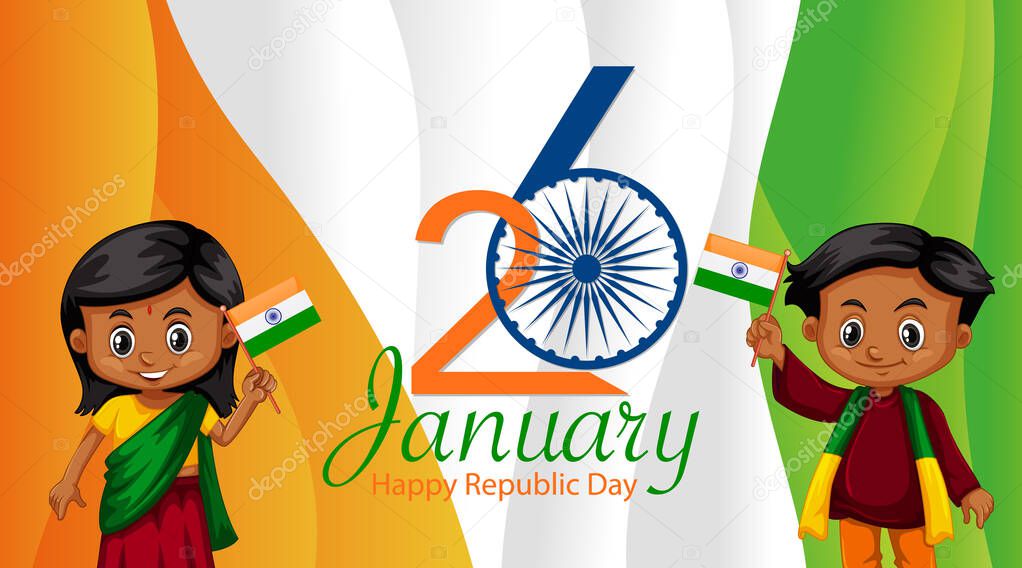 India happy republic day poster design with happy kids