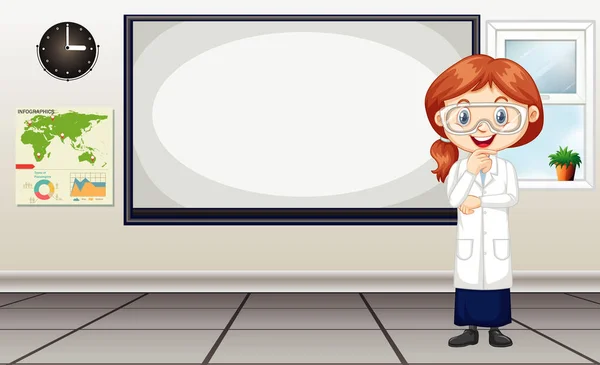 Scientist standing by the whiteboard — 스톡 벡터