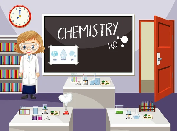 Scientist working in classroom — 스톡 벡터