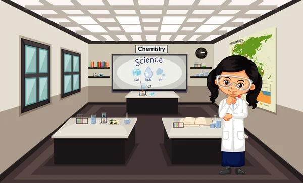 Scientist standing in the science classroom