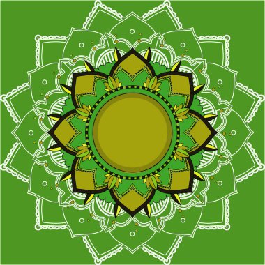 Yeşil arkaplanda mandala desenleri