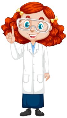 Beyaz arka planda bilim elbisesi giyen kız.