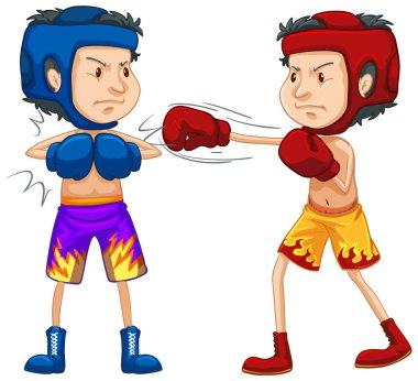 Beyaz arka planda boks yapan sporcular