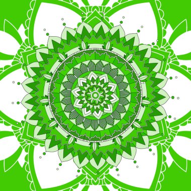 Yeşil arkaplanda mandala desenleri