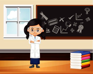 Fen öğrencisinin ayakta durduğu sınıf sahnesi