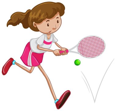 Beyaz arka planda tenis oynayan bir sporcu