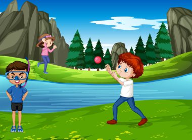 Parkta oynayan çocukların olduğu sahne