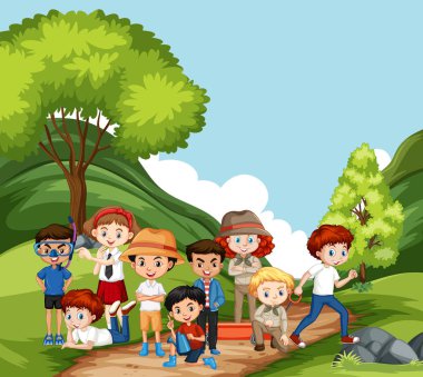 Parkta bir sürü çocuğun olduğu sahne