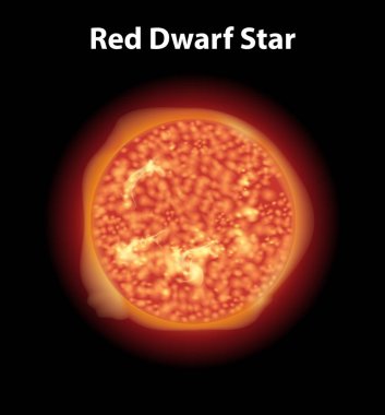 Red dwarf star on dark space background clipart