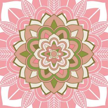 Pembe arkaplanda mandala desenleri