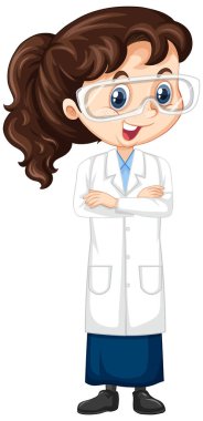 Tecrit edilmiş laboratuar önlüklü kız.