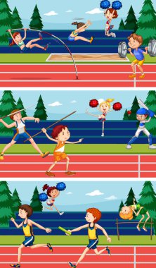 İnsanların atletizm sporları yaptığı sahne
