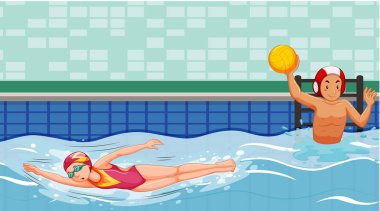 Scene with swimmers in the pool