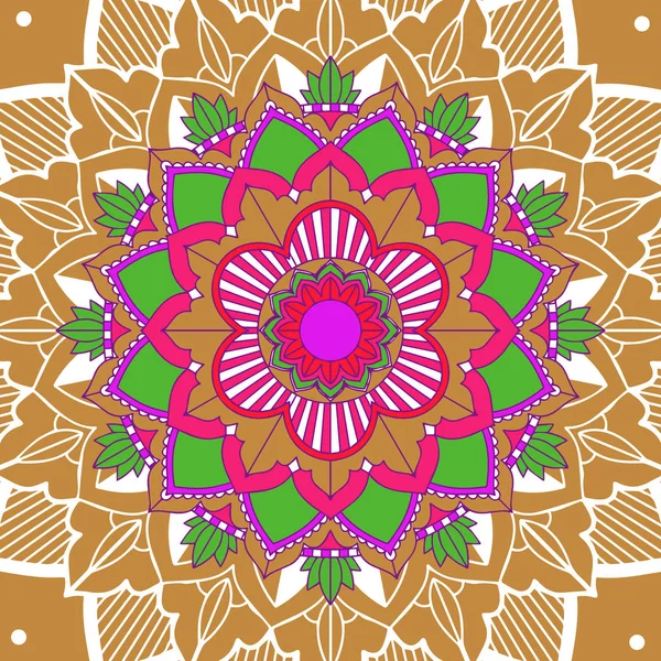 Mandala-Muster auf braunem Hintergrund — Stockvektor