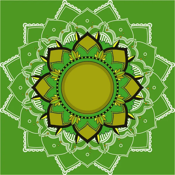 Mandala patronen op groene achtergrond — Stockvector