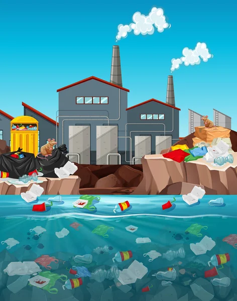 Nehirde plastik torbalar ile su kirliliği