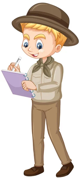 Boy in safari uniform on isolated background — Stock Vector