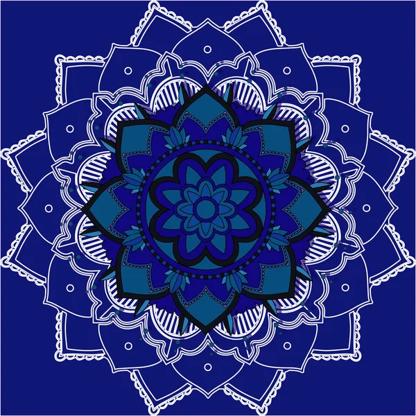Patrones de mandala sobre fondo azul — Archivo Imágenes Vectoriales