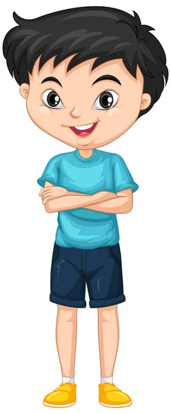 Boy in blue shirt on isolated background — Stock Vector