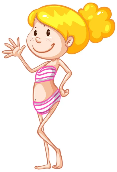 Kvinnlig simmare i rosa bikini på vit bakgrund — Stock vektor