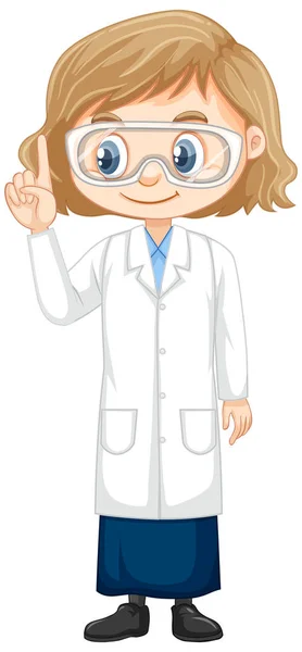 Girl in science gown on white background — Stock Vector