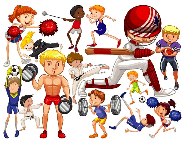 Set of people doing different types of sports — Stock Vector