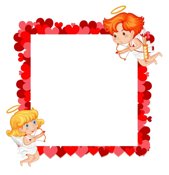 Tema Valentine con cupidos y corazones rojos — Vector de stock