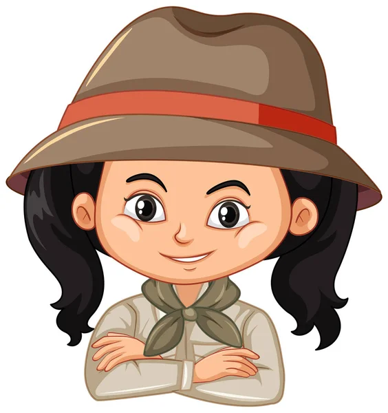 Girl in safari outfit on white background — Stock Vector