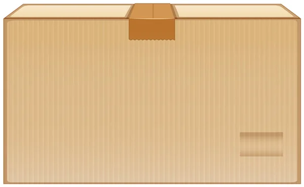 Cardboard box with brown tape on white background — Stock vektor