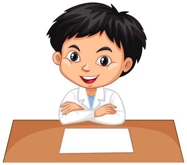 Boy on the desk on white background — Stock vektor