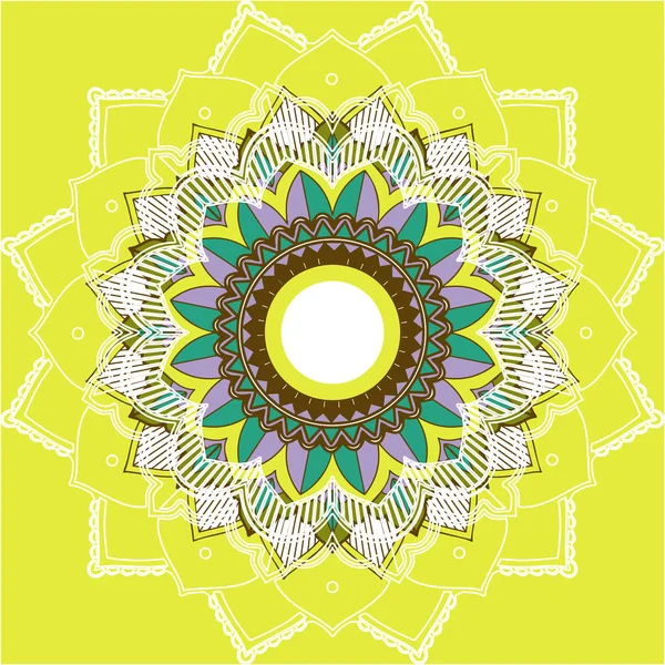 Mandala-Muster auf gelbem Hintergrund — Stockvektor
