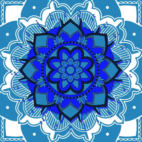 Patrones de mandala sobre fondo azul — Archivo Imágenes Vectoriales