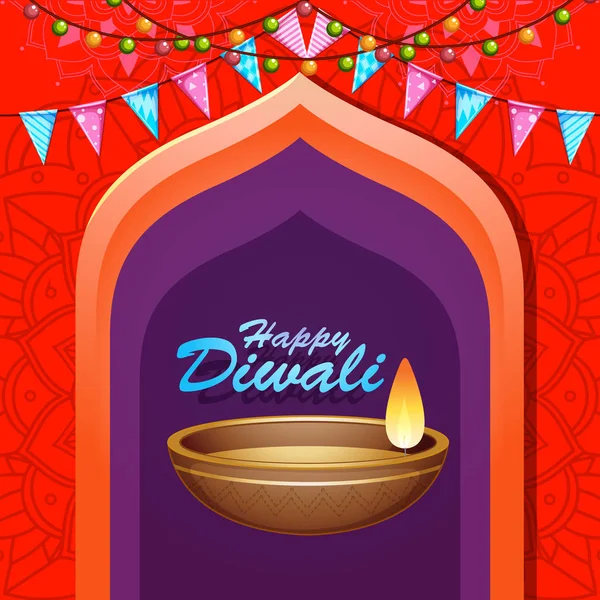 Background with mandala pantern for happy diwali festival — Stock Vector