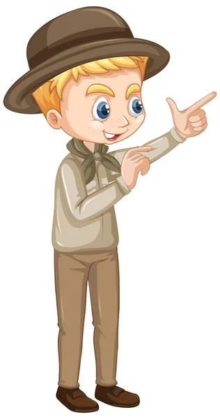 Boy in safari outfit on isolated background — Stock Vector