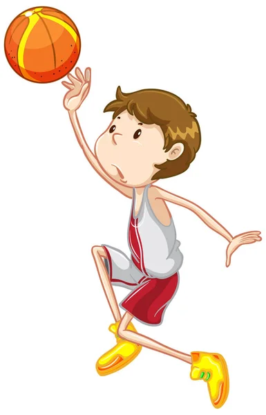 Atleta jugando baloncesto sobre fondo blanco — Vector de stock