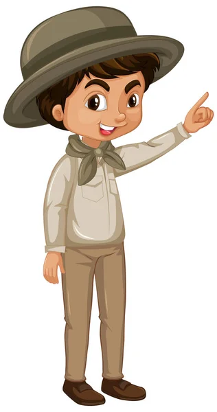 Boy in safari outfit on white background — Stock Vector