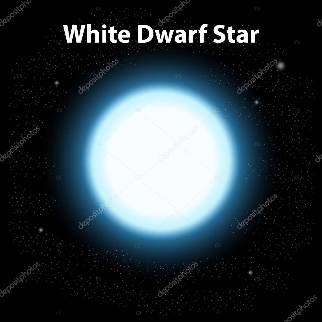 White dwarf star in dark space background