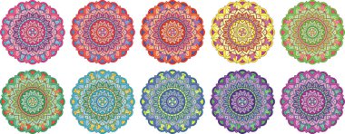 Beyaz arkaplanda mandala desenleri