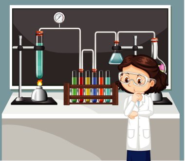 Fen öğrencisinin laboratuvar yaptığı sınıf sahnesi