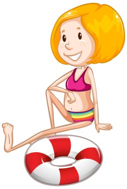 Beyaz arkaplanda bikinili bir atlet