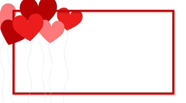 Tema San Valentino con palloncini cuore sul telaio — Vettoriale Stock