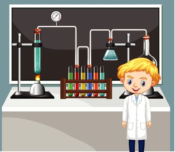 Científico trabajando en el laboratorio — Vector de stock