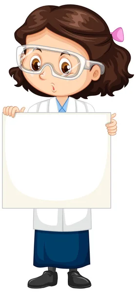 Chica en vestido de ciencia sobre fondo blanco — Vector de stock