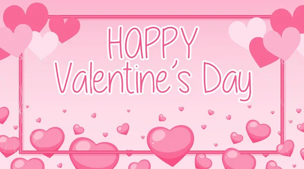 Tema Valentine con corazones rosas y marco — Vector de stock